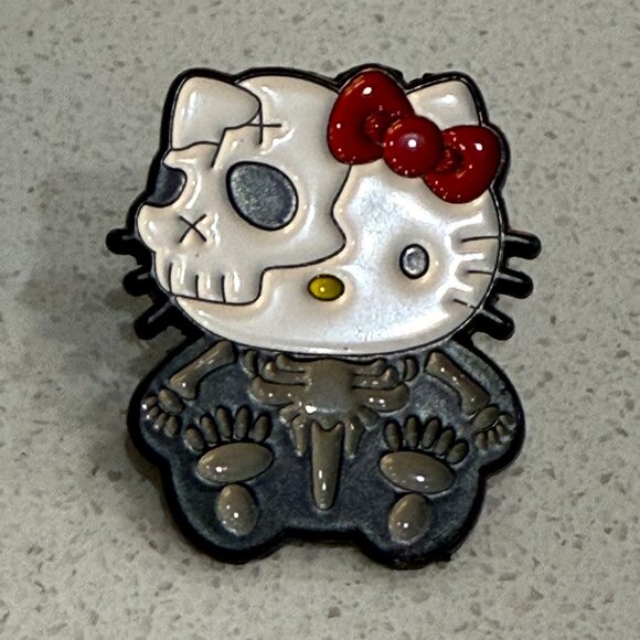 HELLO KITTY Skeleton Badge Pin - Picture 1 of 5